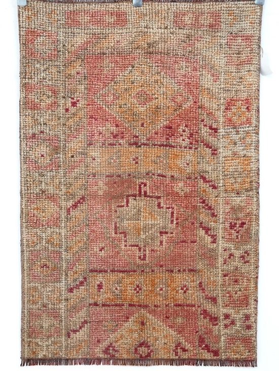 Vintage Other - Vintage Moroccan Handwoven Accent Rug Door Mat Muted Pink Orange Green/Grey 3x4
